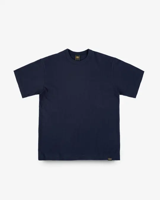 6.5oz Loopwheel Crew Neck T-Shirt with longer body - Navy