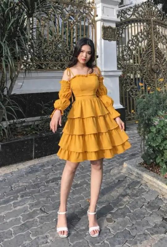 Vibrant Ruffled Bateau Women's Homecoming Dress Yellow Corset Short Prom Dress Party Dress RS2731