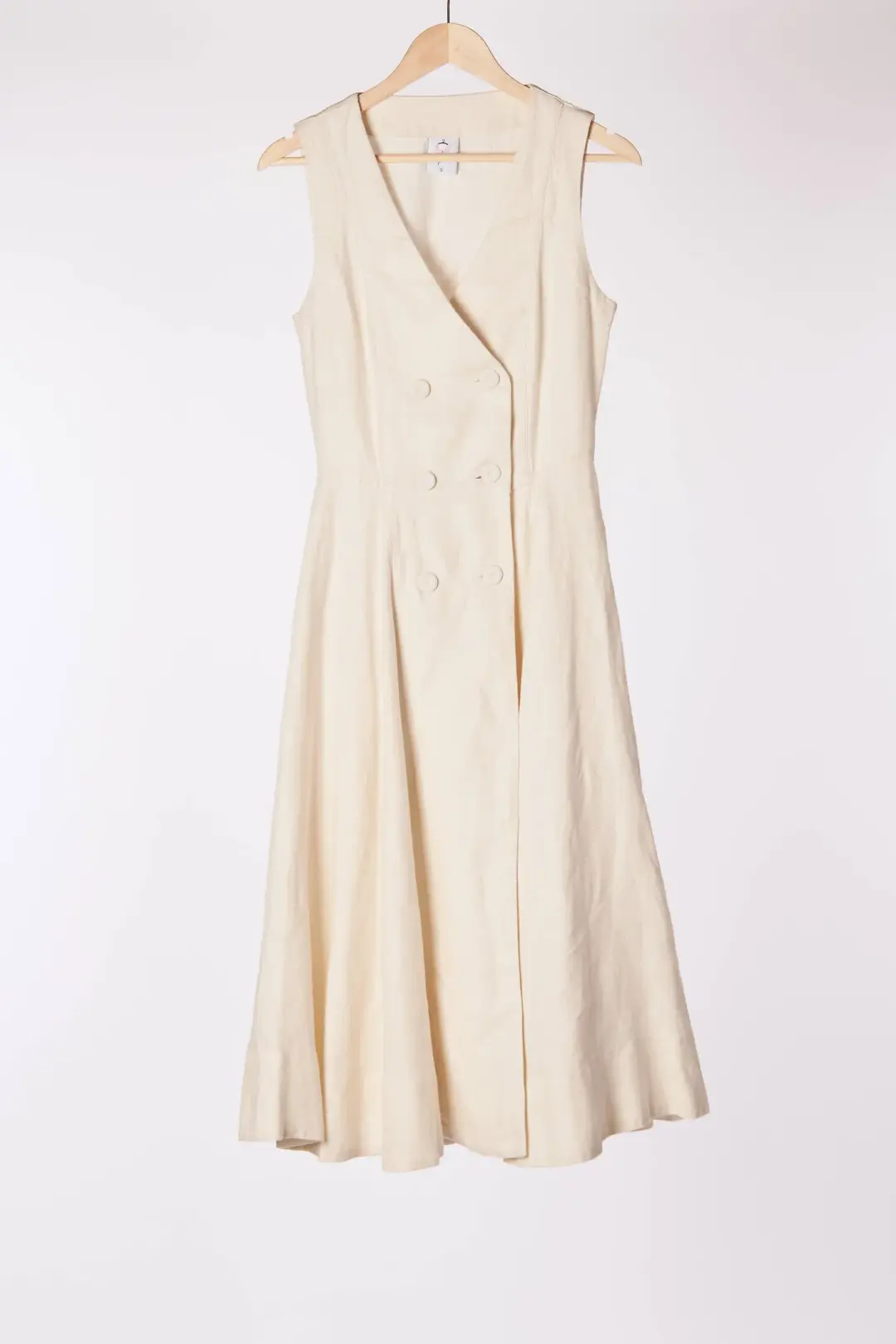 Rosa Dress, Sleeveless, Milky White Herringbone