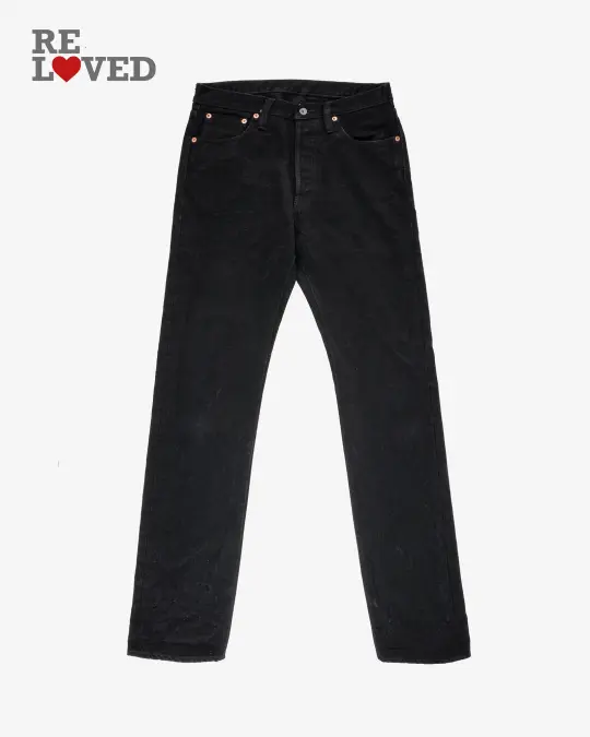 14oz Selvedge Denim Slim Tapered Cut Jeans - Black/Black (IH-634S-142bb) Tag 32, Hemmed to 30.5"