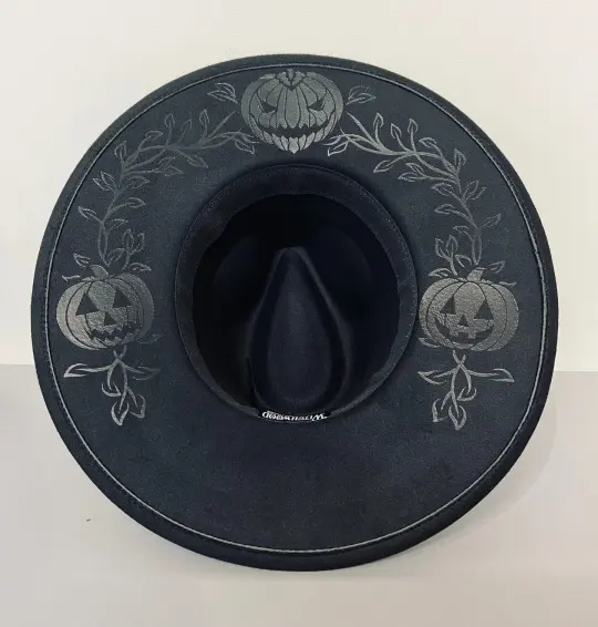 Black-on-Black Jack-O'-Vines Vegan Felt XL Brim Hat