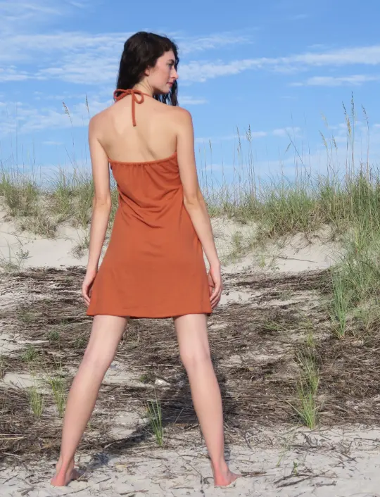 Drawstring Halter Simplicity Short Dress