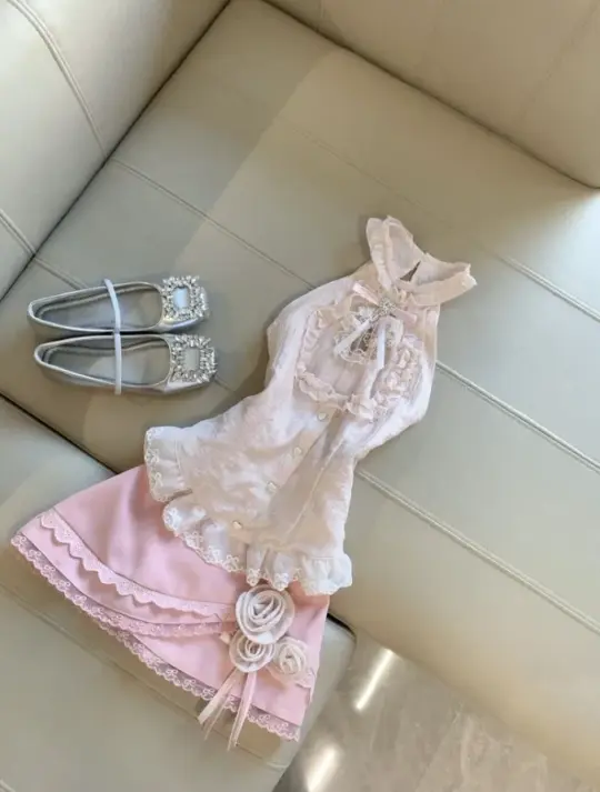 Charming Pink Homecoming Dress ,A-Line High Collar Applique Corset Short Prom Dress RS997