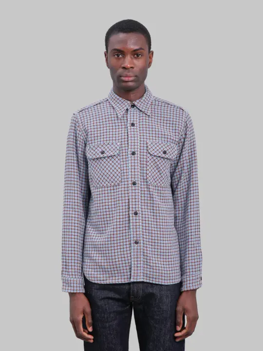 Samurai Jeans SIN25-02W Western Cut Cheese Indigo Heavy Flannel Work Shirt