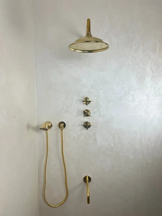Unlacquered Brass Shower Set