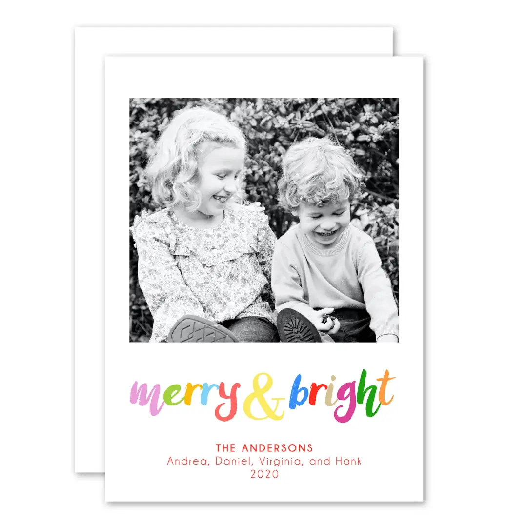 Colorful Merry & Bright Holiday Card