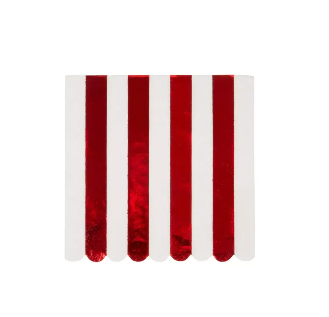 Foil Red Stripe Small Napkin
