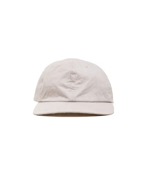 Found Feather 6 Panel Strap Back Cap Cotton Nylon Dyed Cloth Light Grey