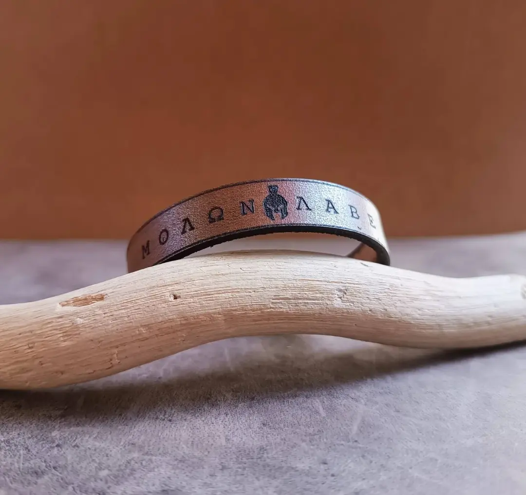 Molon Labe Minimalist Leather Bracelet | Spartan King Leonidas "Come and Take Them" Cuff