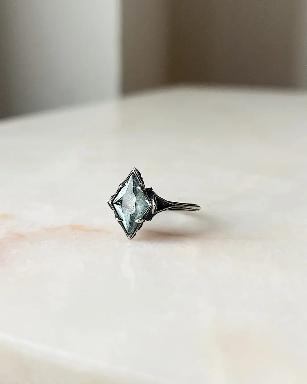 Snow Queen // Silver + Aquamarine Sunstone