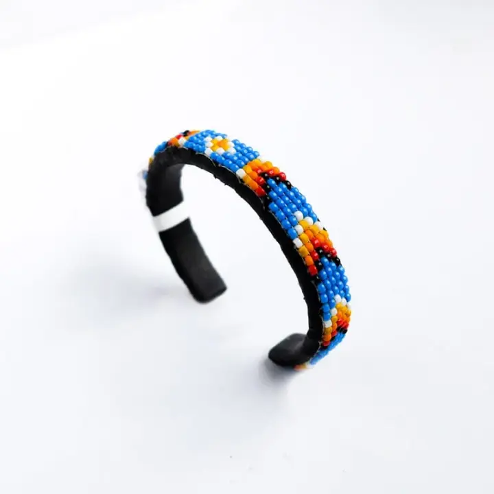 Small Bright Blue Navajo Beaded Bracelet