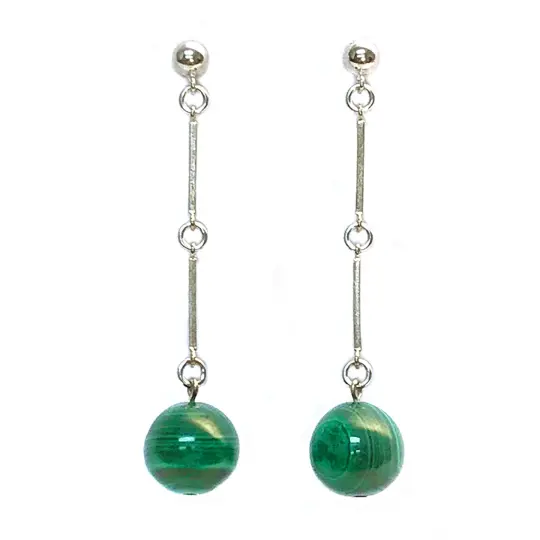 "CODA" Malachite Stone & Sterling Silver Drop Earrings