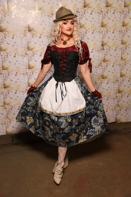 Hobbit Tulip Skirt + Apron ONLY in Blue Hour Floral - Oktoberfest Sets Collection