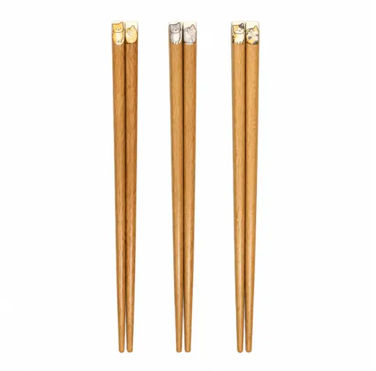 Cat Illustration Wooden Chopsticks