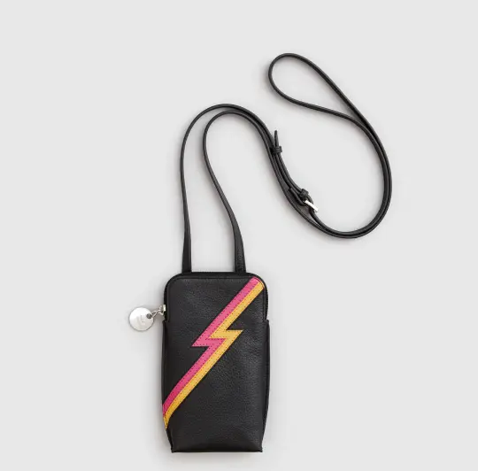 Black Leather Ziggy Phone Pouch