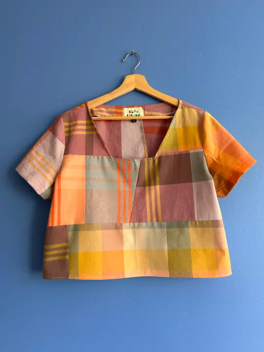 Upcycled Quilt Patch Top - Size Large