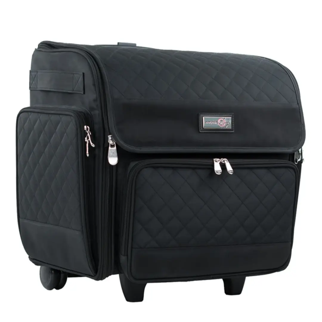 Deluxe Rolling Craft Tote Black Quilted