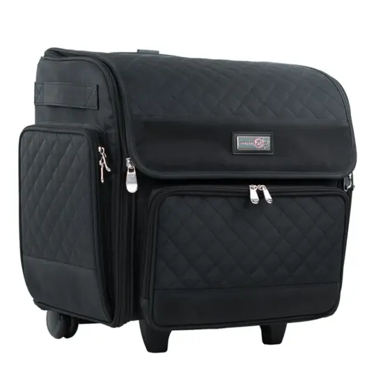 Deluxe Rolling Craft Tote Black Quilted