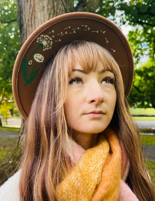 Caramel Dandelion Vegan Felt Wide Brim Hat