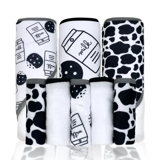 necessities by tendertyme 8 Piece Hooded Bath Towel and Washcloth Set, Snacks