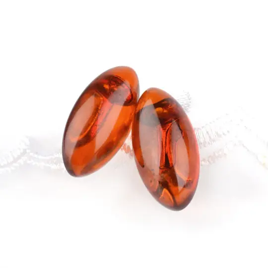 Sleek Amber Oval Clip On Earrings
