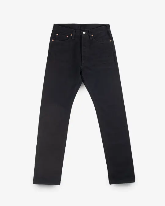 14oz Selvedge Denim Relaxed Tapered Cut Jeans - Black/Black