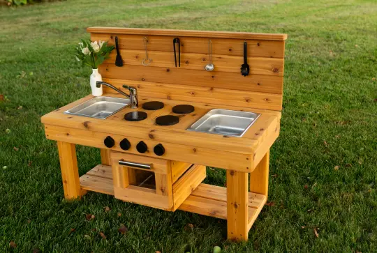 Centered Simple Kitchen with Oven (Stainless steel sinks and faucet)