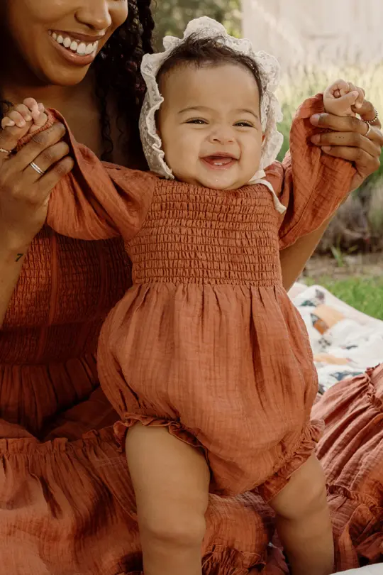 Baby Madeline Romper in Apple Cider