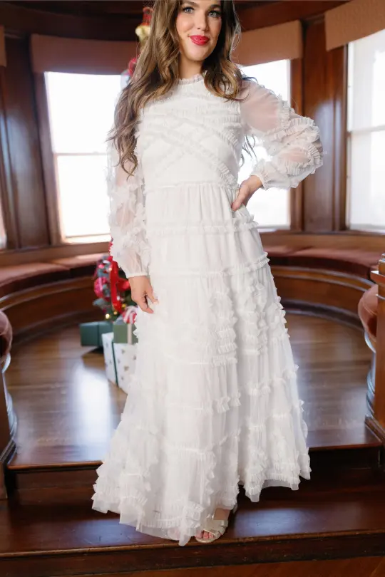 Sinead Dress in Ivory Gilded Tulle