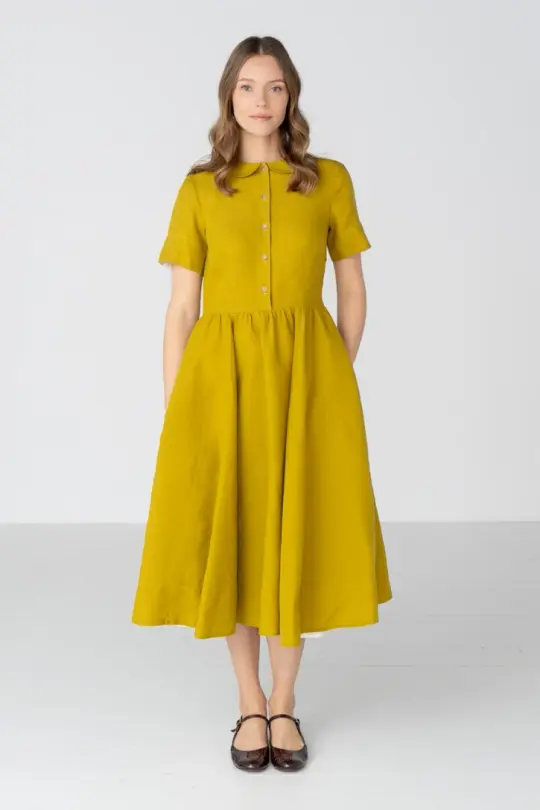 Classic – Short Sleeve Peter Pan Collar Linen Dress