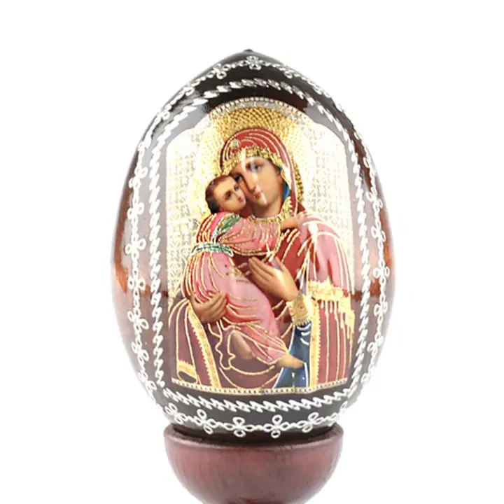 Madonna and Child Russian Wooden Egg