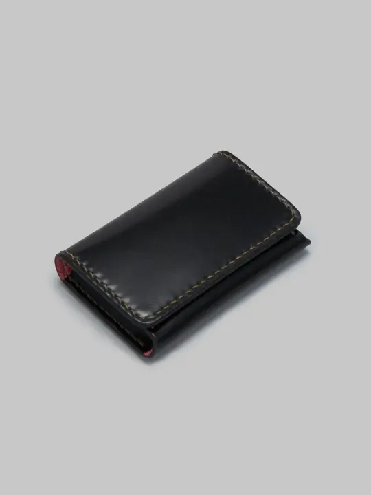 The Flat Head Handsewn Shinki Cordovan Card Case Black
