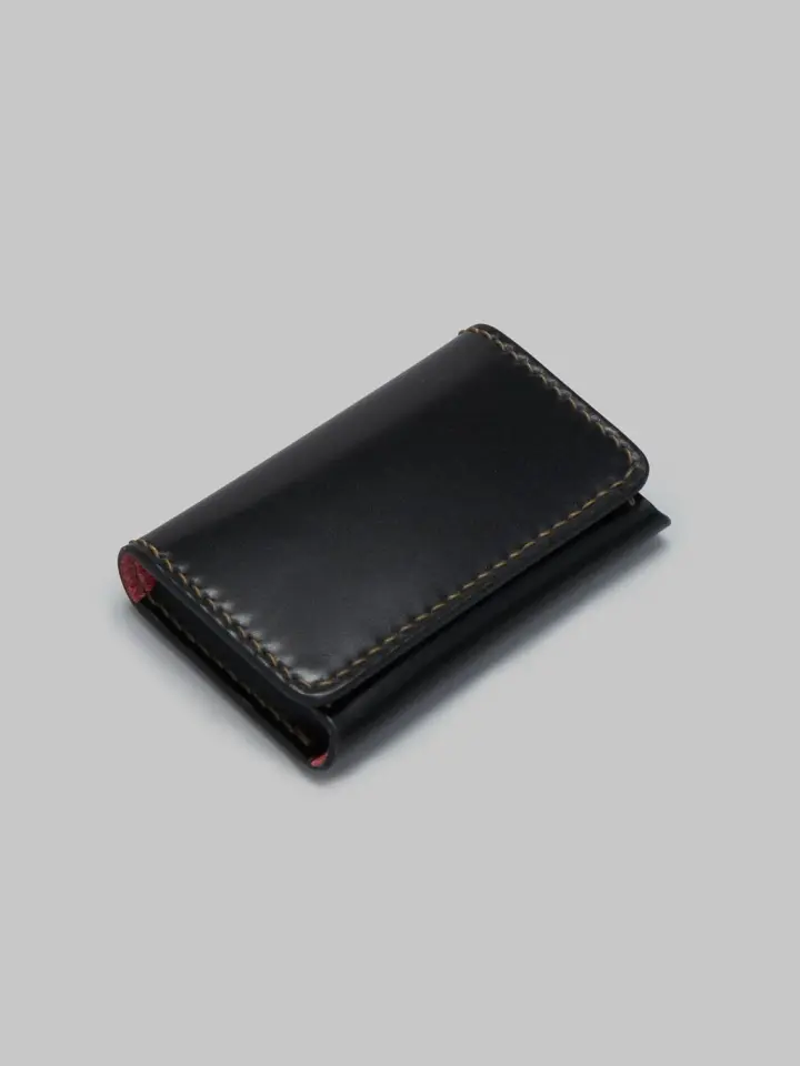 The Flat Head Handsewn Shinki Cordovan Card Case Black