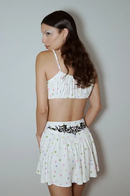 Tramp Stamp Mini Park Skirt Soft Linen Funfetti