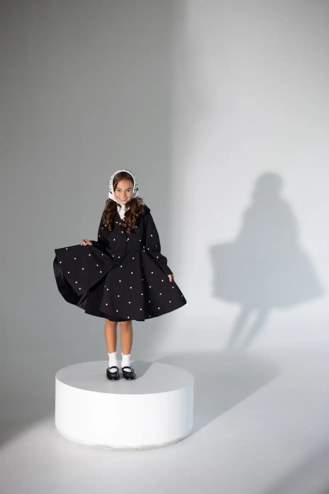 Black Coat for Girls with Polka Dots | Timeless Polka Dots