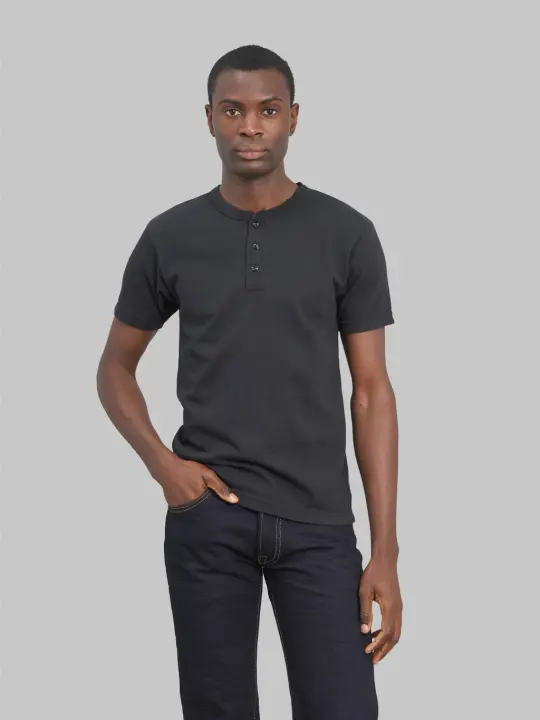 UES Ramayana Henley Neck T-Shirt Black