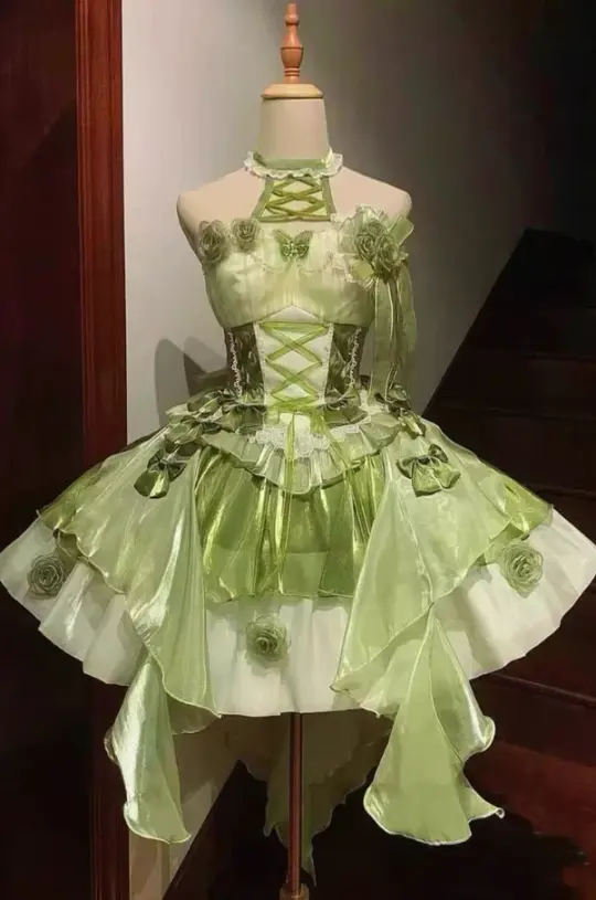 Fresh Bud Green Homecoming Dress A-Line Strapless Applique Corset Mini Celebrity Dress RS729