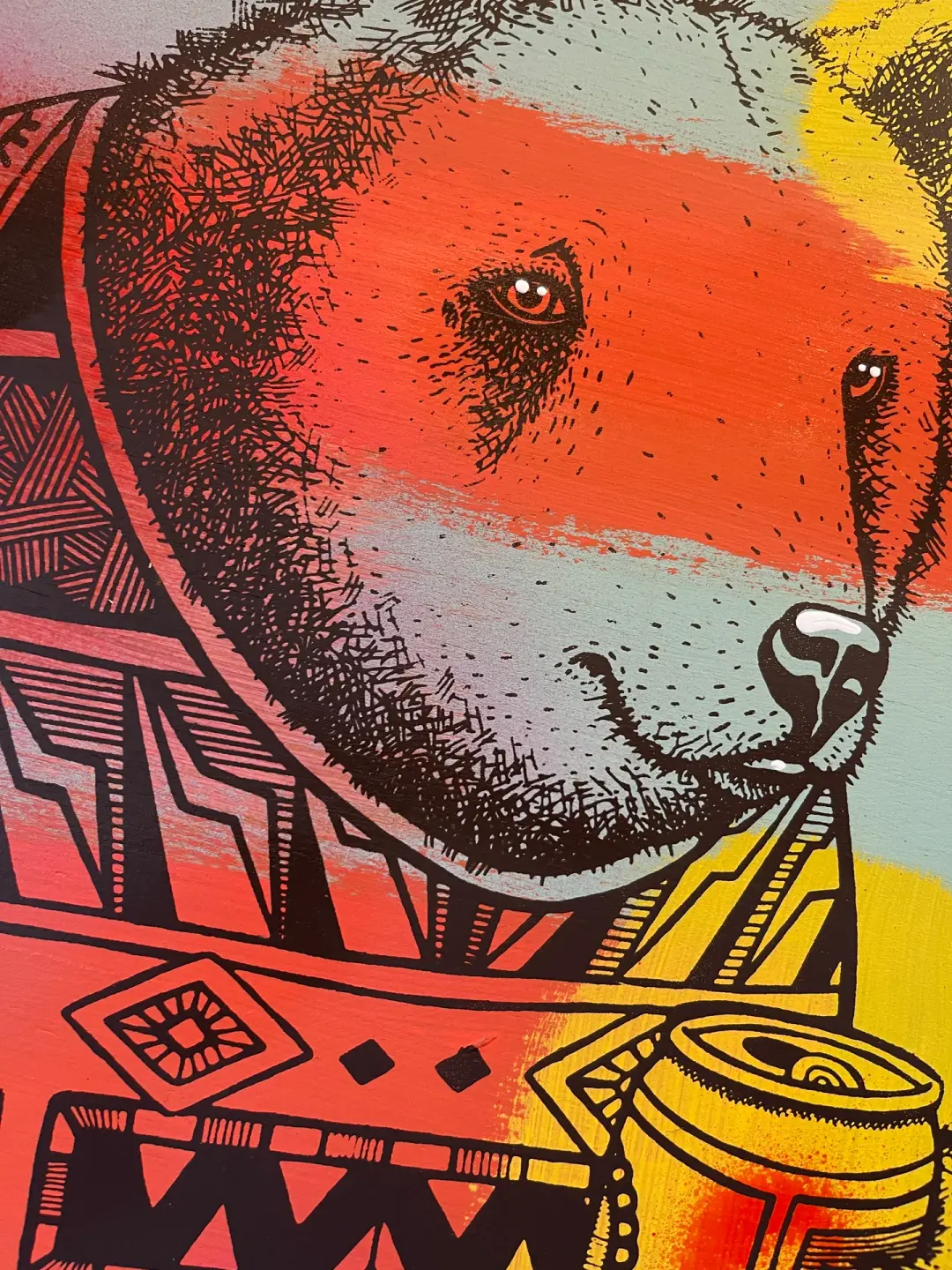 P. Bear on Aged Plywood