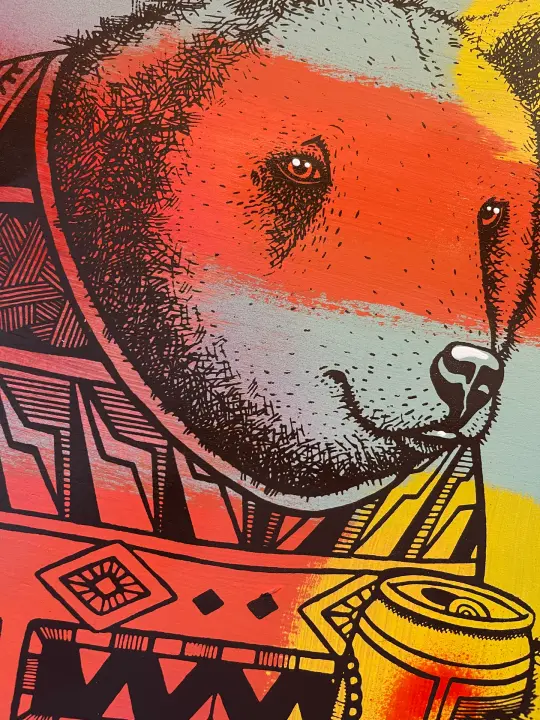 P. Bear on Aged Plywood