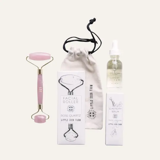 Rose Quartz Facial Roller + Elasticity Set