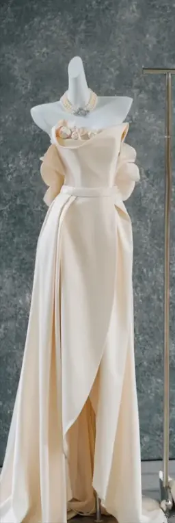 Apricot Strapless Waist Slim Fit Sexy Long Dress Bridal Gown R5856