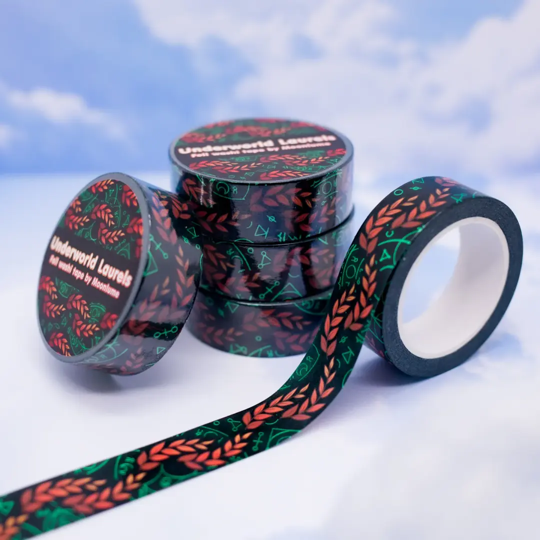 Underworld Laurels - Hades 2 Melinoe inspired green foil washi tape