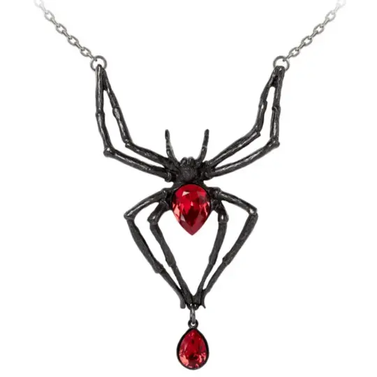Black Widow Necklace with Red Swarovski Crystals