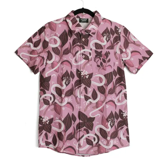 PREORDER [BUTTON DOWN SHIRT] Jewel Orchid & Snake