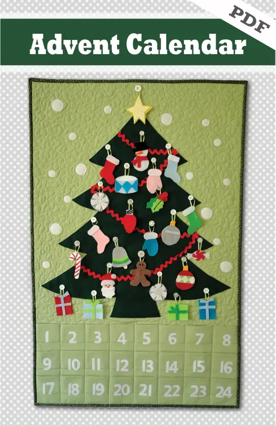 Quilted Advent Calendar and Ornaments - PDF pattern