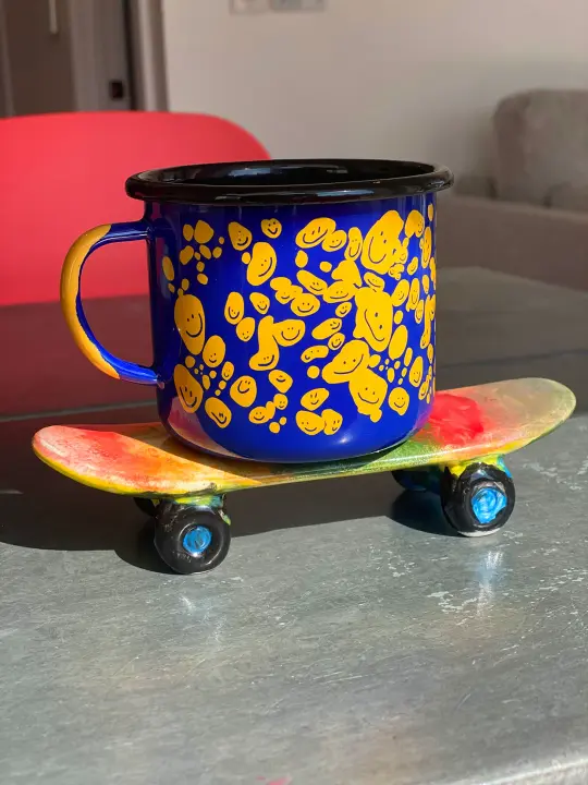 "Speckled Smileys" Enamel mug