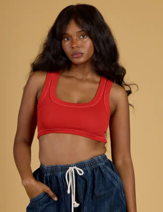 Contrast Stitch Mini Tank - Mustang Red *FINAL SALE*