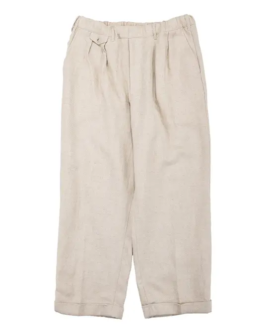 Beams Plus 2Pleats Relax Trousers Linen Cotton Off White