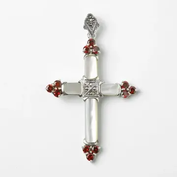Ornate Mother-of-Pearl Cross Pendant