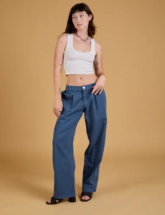 Baggy Mid-Rise Trousers - French Blue